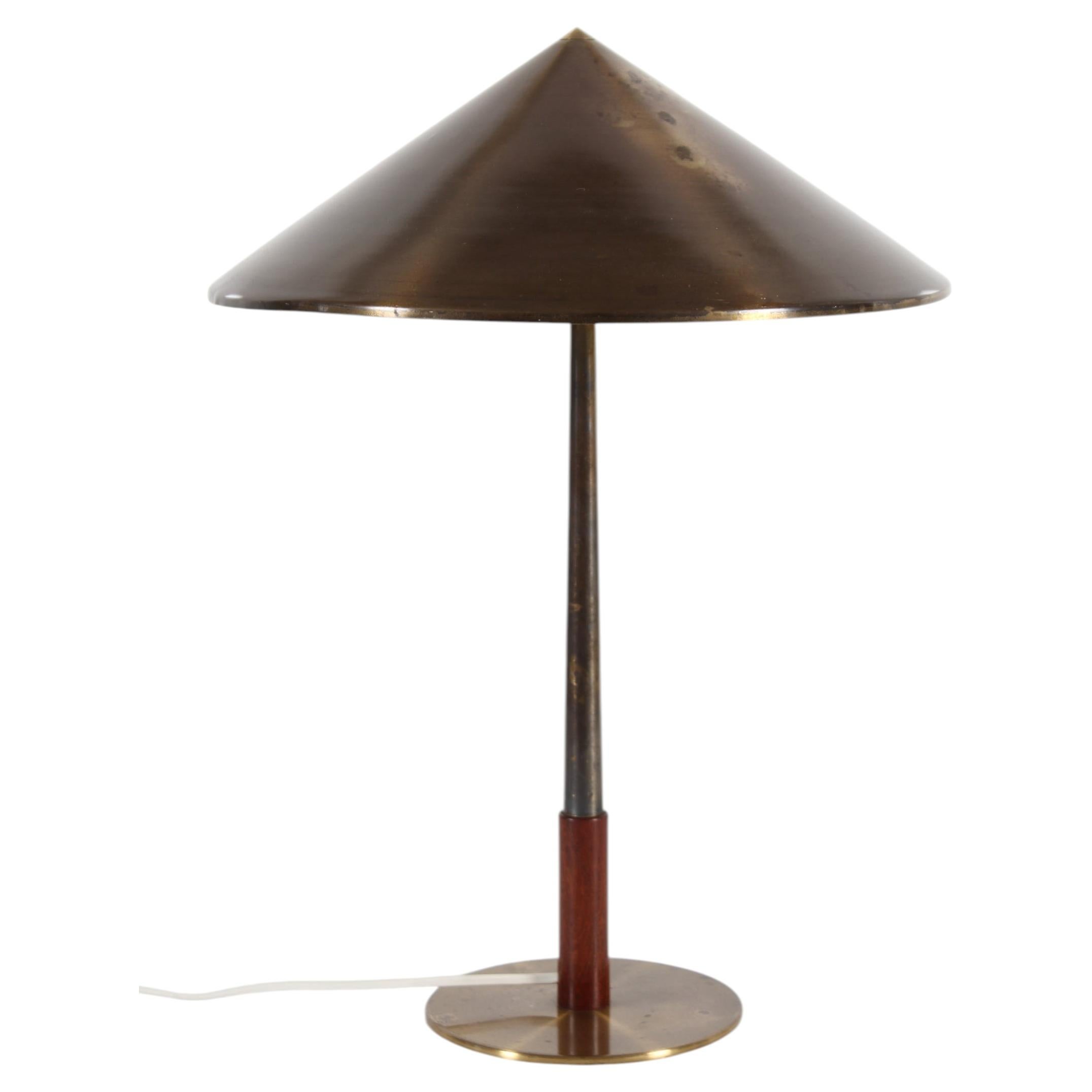 Paavo Tynell Style Vintage Desk Lamp of Brass with Patina Denmark 1950s