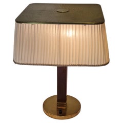 Paavo Tynell Table Lamp 5066, Perforated Brass, Wood and Silk, Taito 1940s