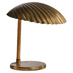 Paavo Tynell, Table Lamp, Brass, Rattan, Finland, 1940s