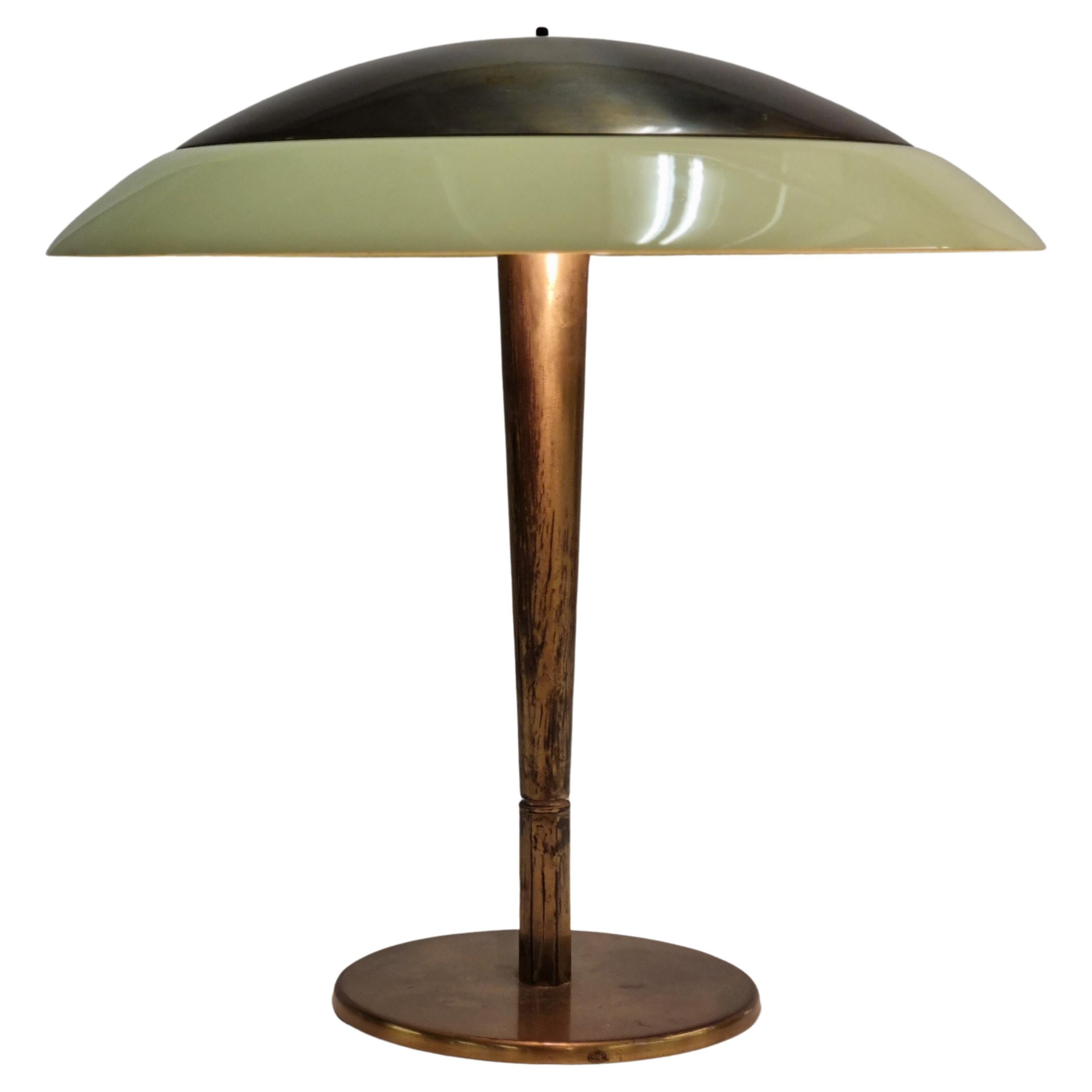 Paavo Tynell Umbrella Table Lamp Model 5061 in Brass and Glass, Taito 1950s