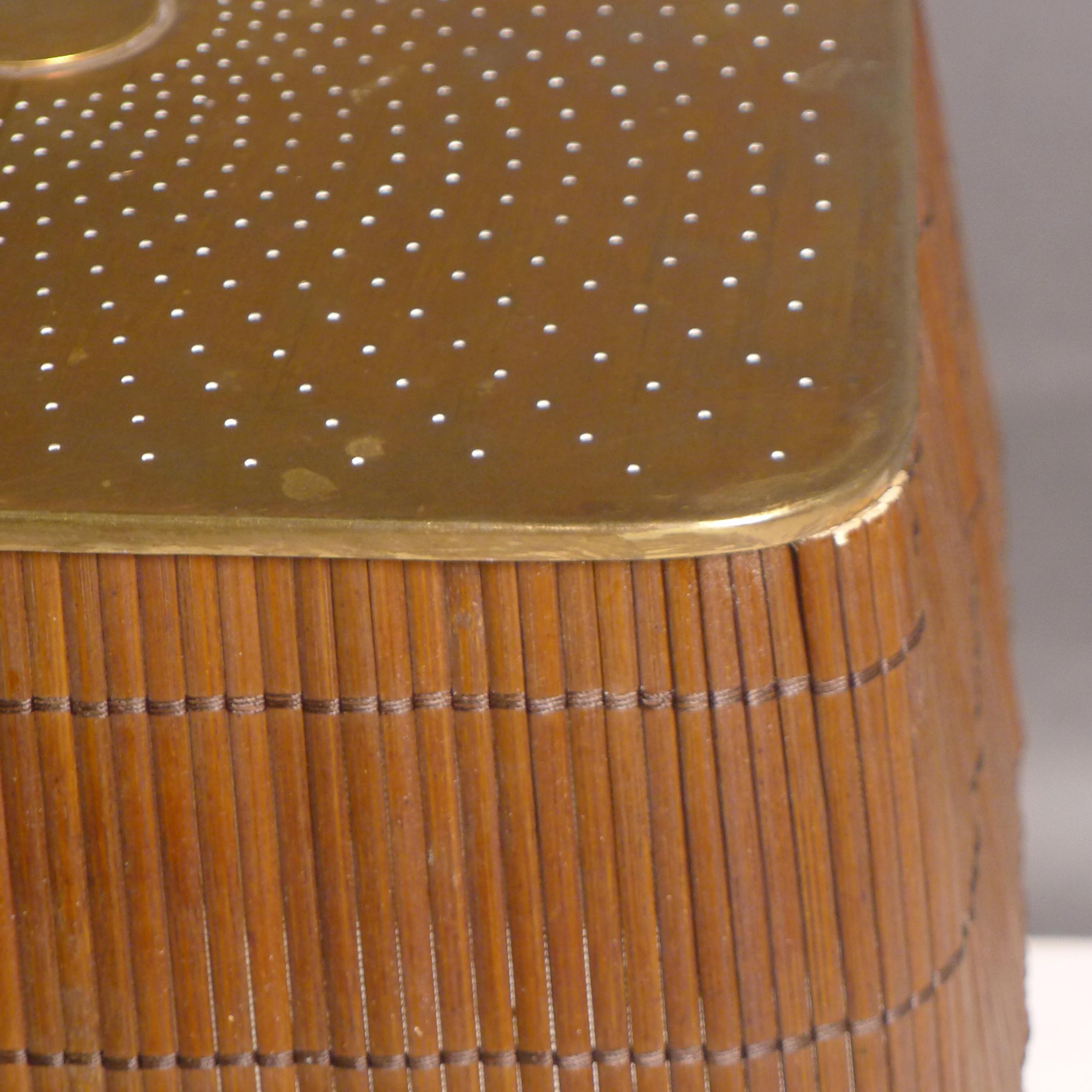Paavo Tynell, Table Lamp model 5066, Taito Oy, 1940s, rattan shade 4