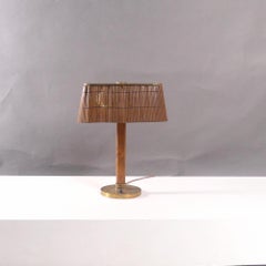 Paavo Tynell, Table Lamp model 5066, Taito Oy, 1940s, rattan shade