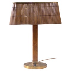 Paavo Tynell, lampe de bureau modèle 5066, Taito Oy, années 1940, abat-jour en rotin