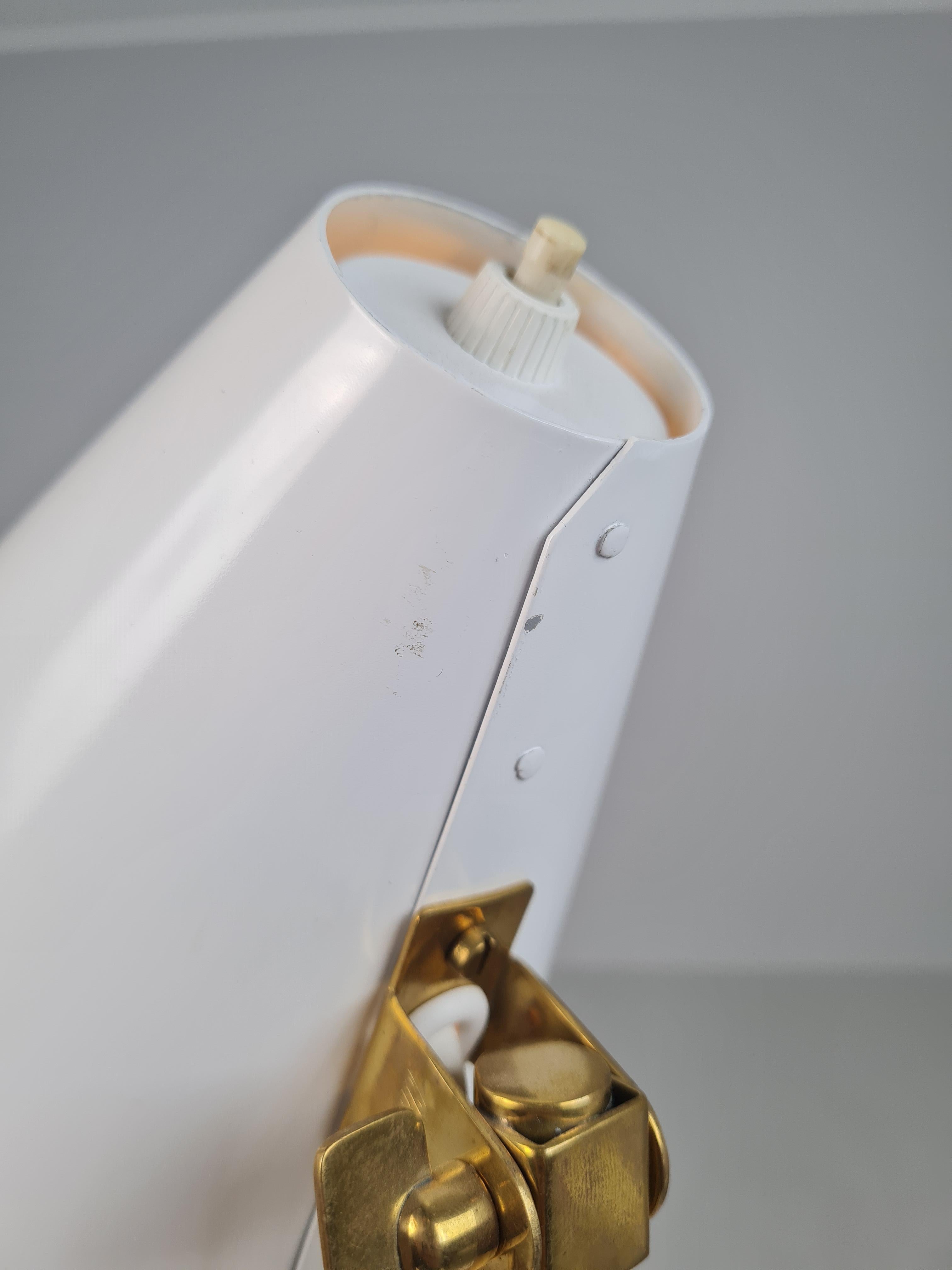 Tischlampe Modell H5-7 von Paavo Tynell in Weiß und Messing, Idman 1960er Jahre im Angebot 4