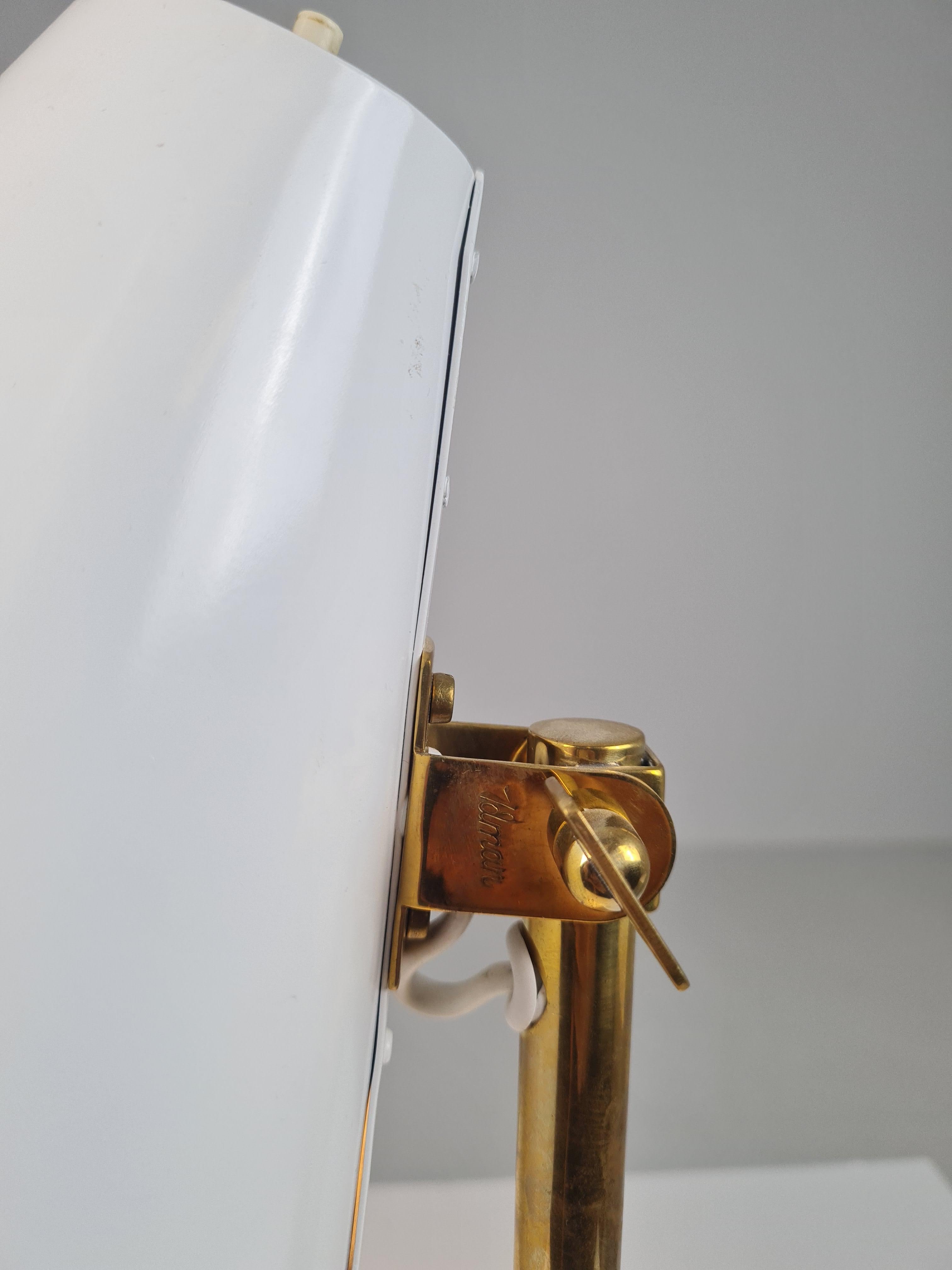 Tischlampe Modell H5-7 von Paavo Tynell in Weiß und Messing, Idman 1960er Jahre (Finnisch) im Angebot