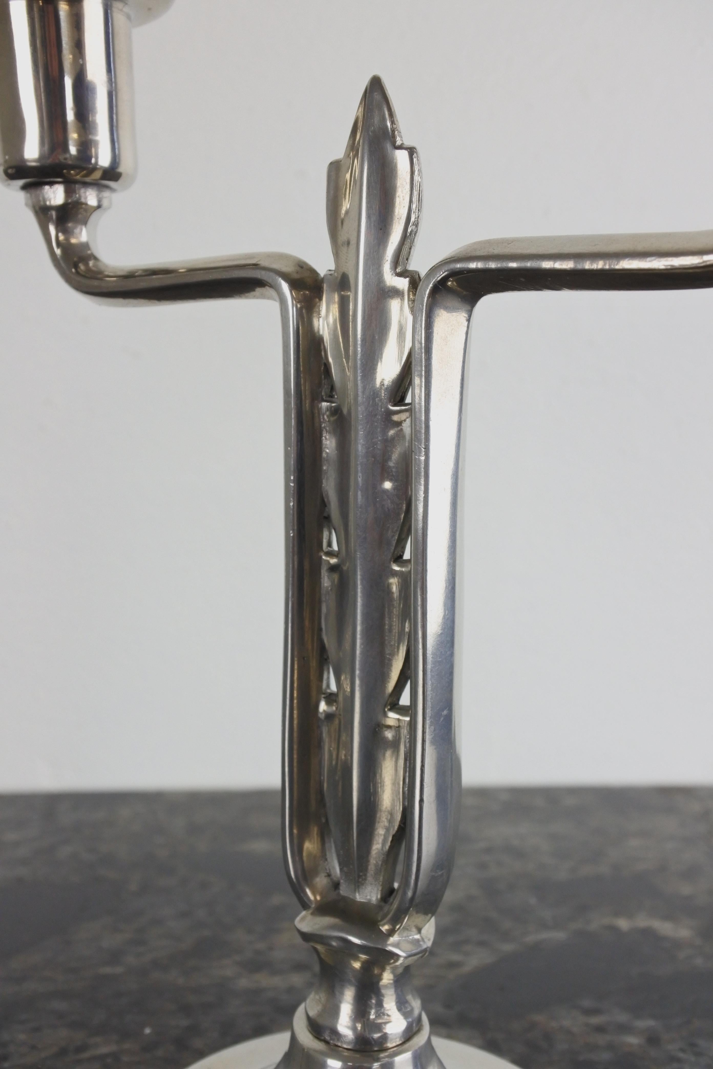 Pewter Paavo Tynell & Taito, Pair of Art Deco Silver Plated Candelabra, Finland, 1930s For Sale