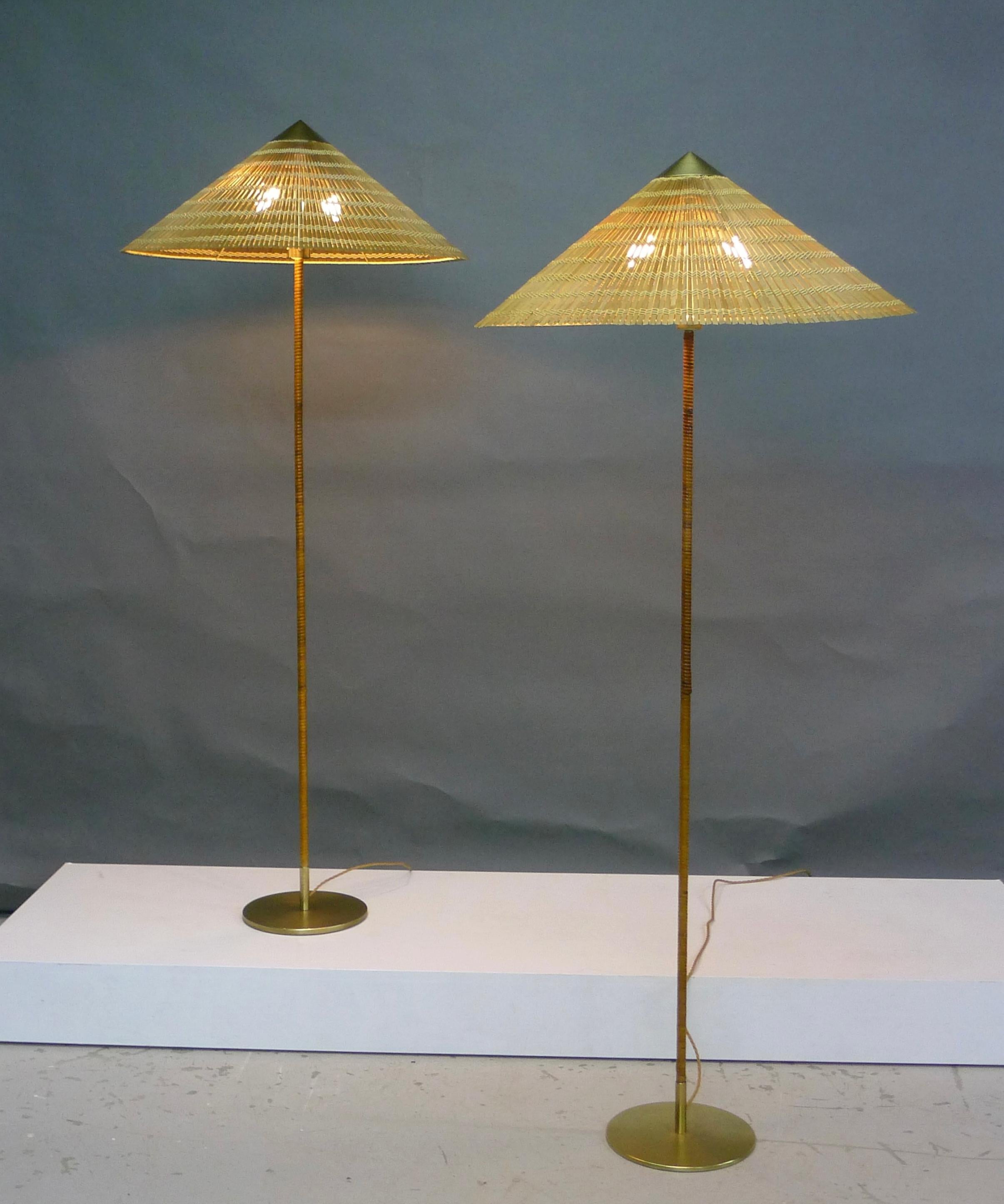 Paavo Tynell, Two 'Chinese Hat' Floor Lights, model 9602, Taito Oy, 1950s 4