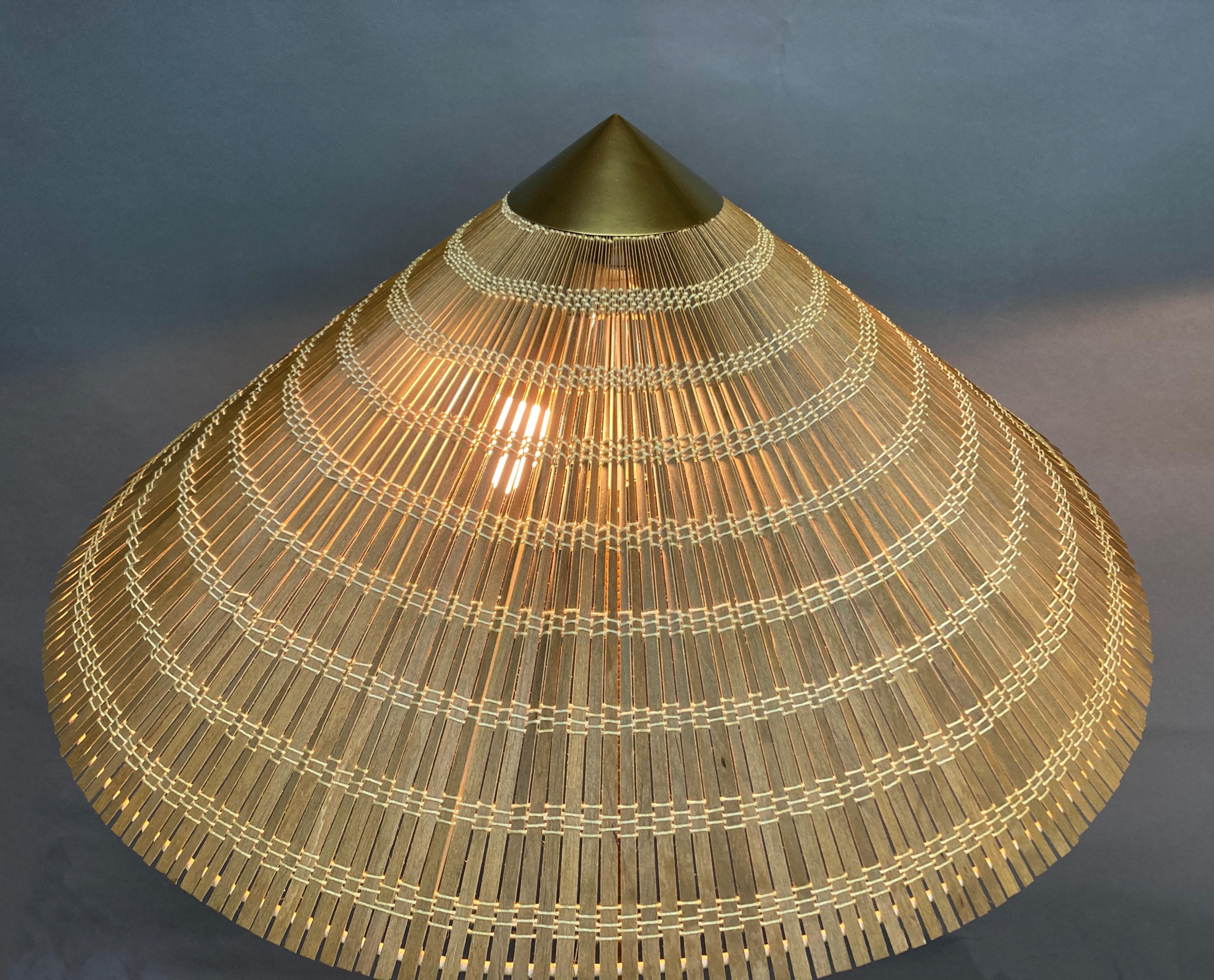 Brass Paavo Tynell, Two 'Chinese Hat' Floor Lights, model 9602, Taito Oy, 1950s