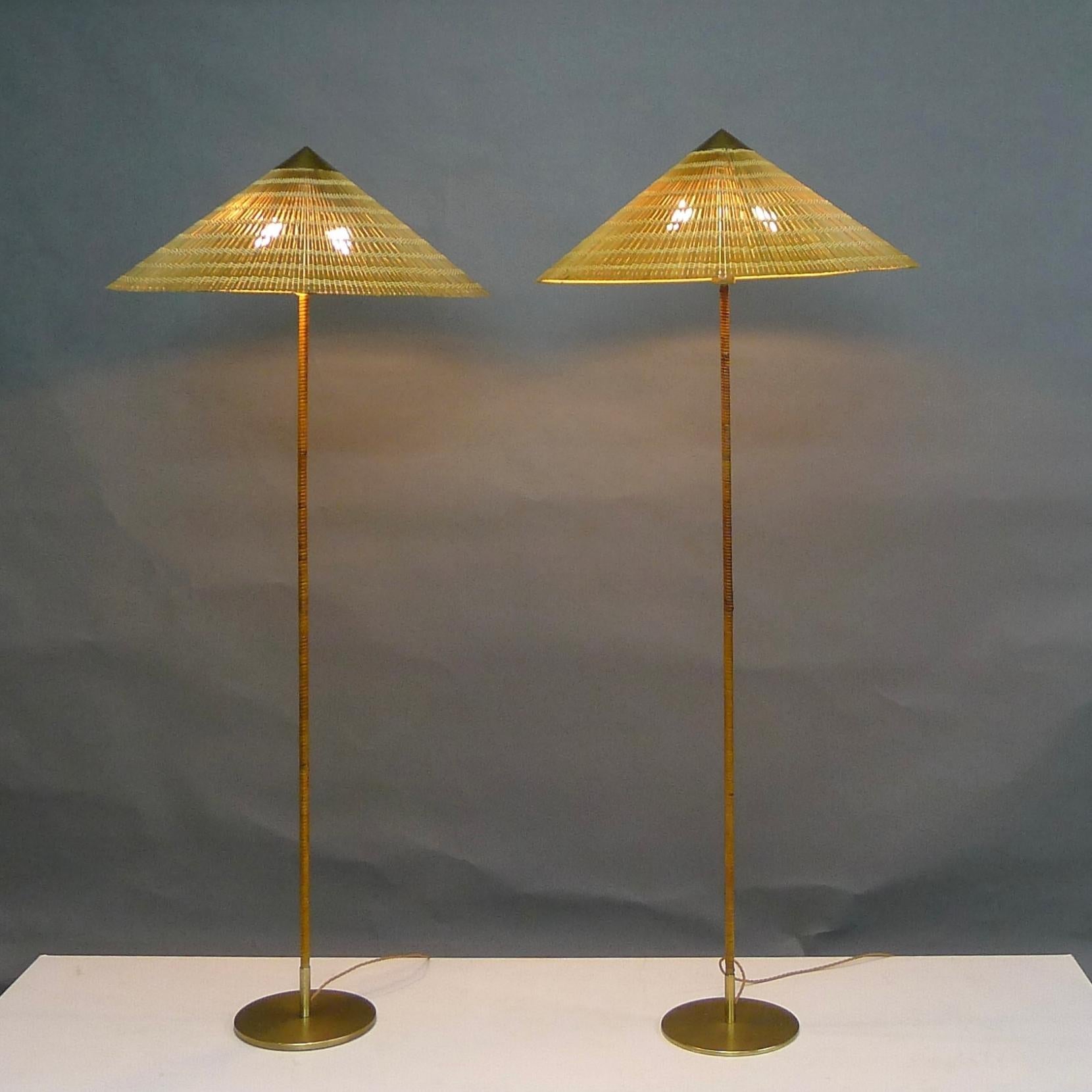 Paavo Tynell, Two 'Chinese Hat' Floor Lights, model 9602, Taito Oy, 1950s 2