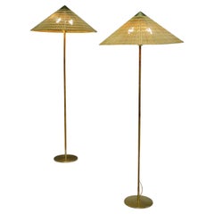 Paavo Tynell, Two 'Chinese Hat' Floor Lights, model 9602, Taito Oy, 1950s