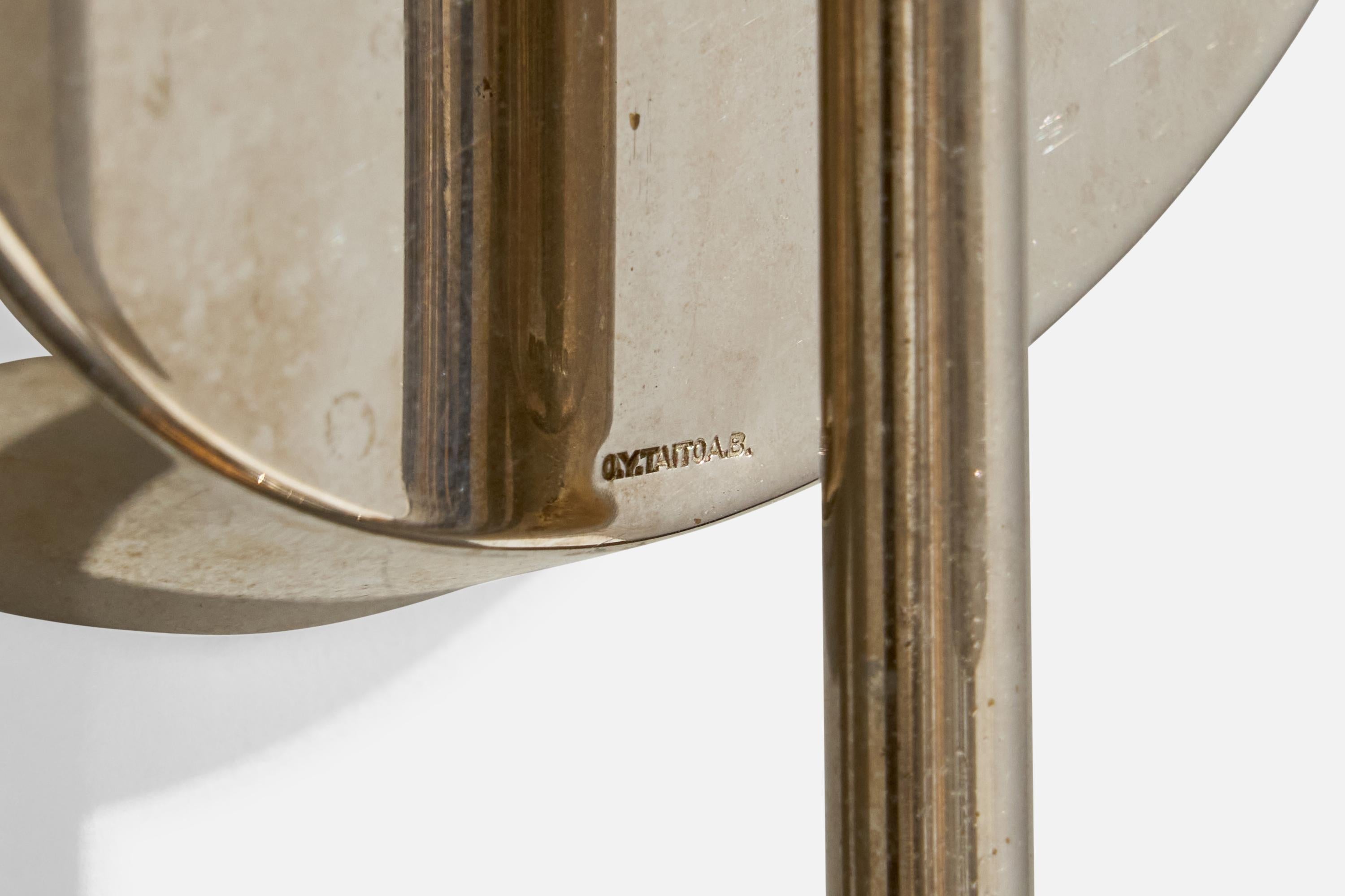 Paavo Tynell, Wall Light, Nickel, Fabric, Finland, 1930s For Sale 4