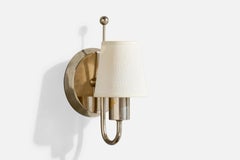 Paavo Tynell, Wall Light, Nickel, Fabric, Finland, 1930s
