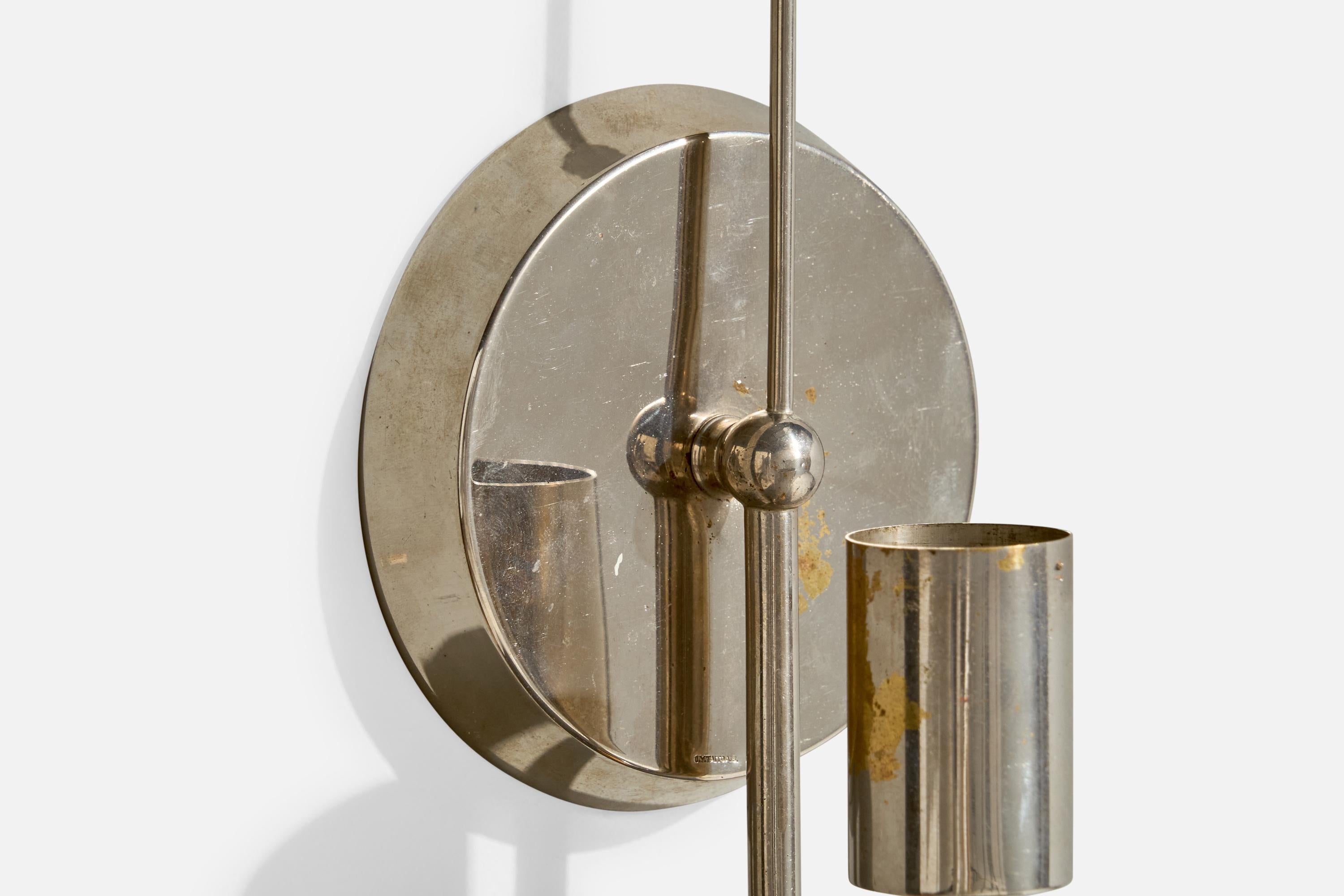 Paavo Tynell, Wall Light, Nickel, Fabric, Finland, 1930s For Sale 1
