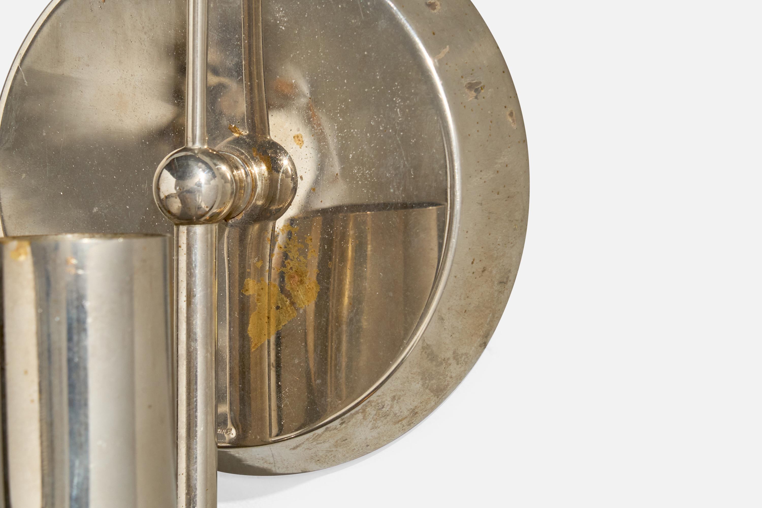 Paavo Tynell, Wall Light, Nickel, Fabric, Finland, 1930s For Sale 2