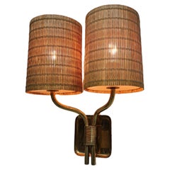 Paavo Tynell Wall Lighting with Rattan Shades Model WS/336 Taito