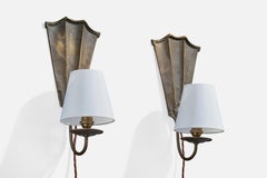 Paavo Tynell, Wall Lights, Brass, Fabric, Finland, 1930s