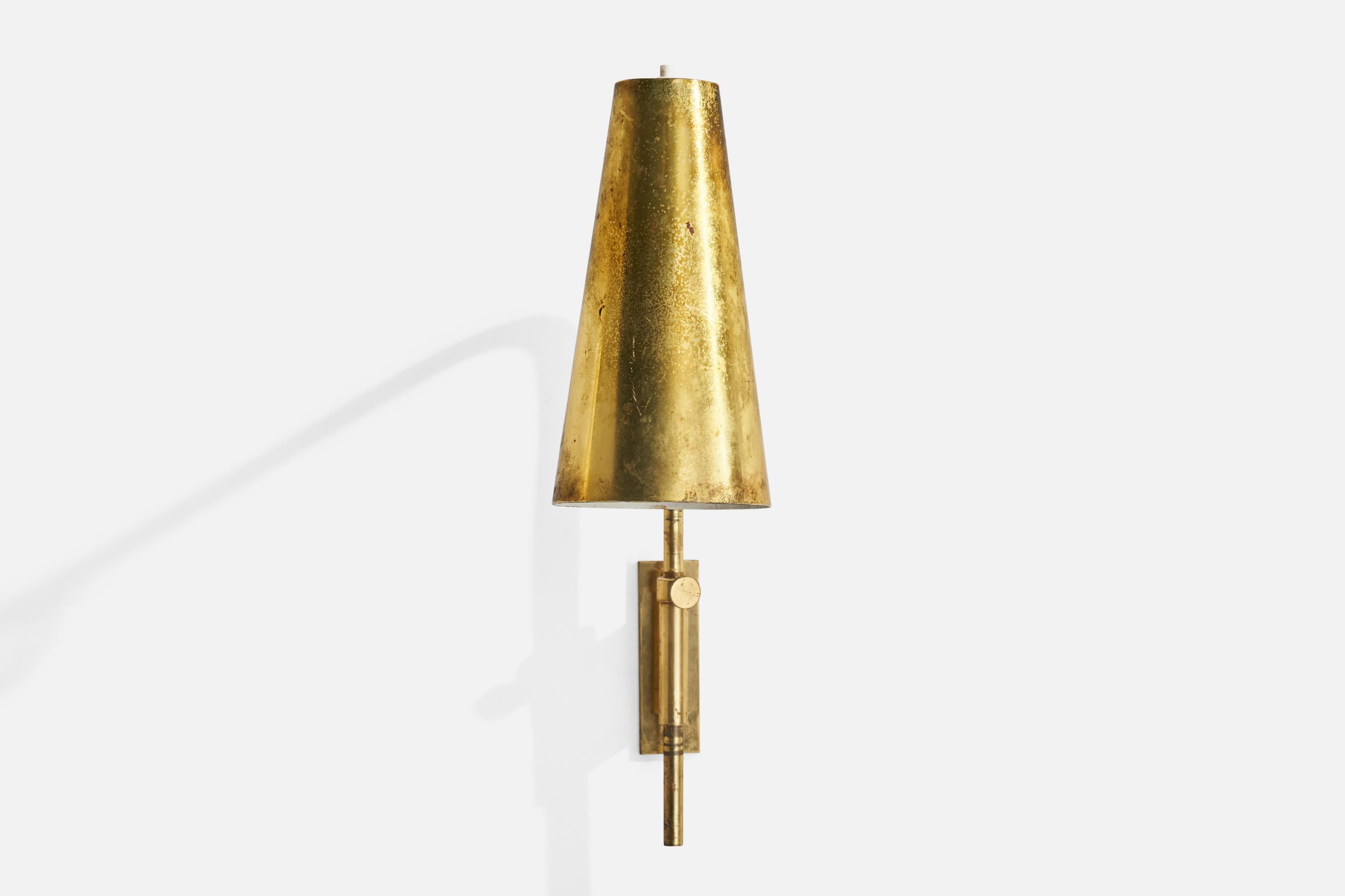 Mid-20th Century Paavo Tynell, Wall Lights, Brass, Finland, 1950s For Sale