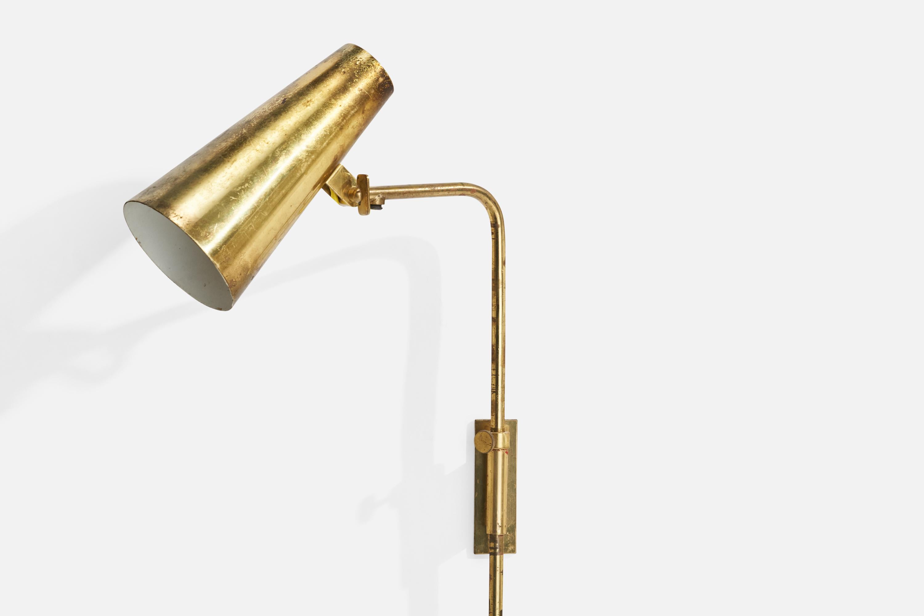 Paavo Tynell, Wall Lights, Brass, Finland, 1950s For Sale 1