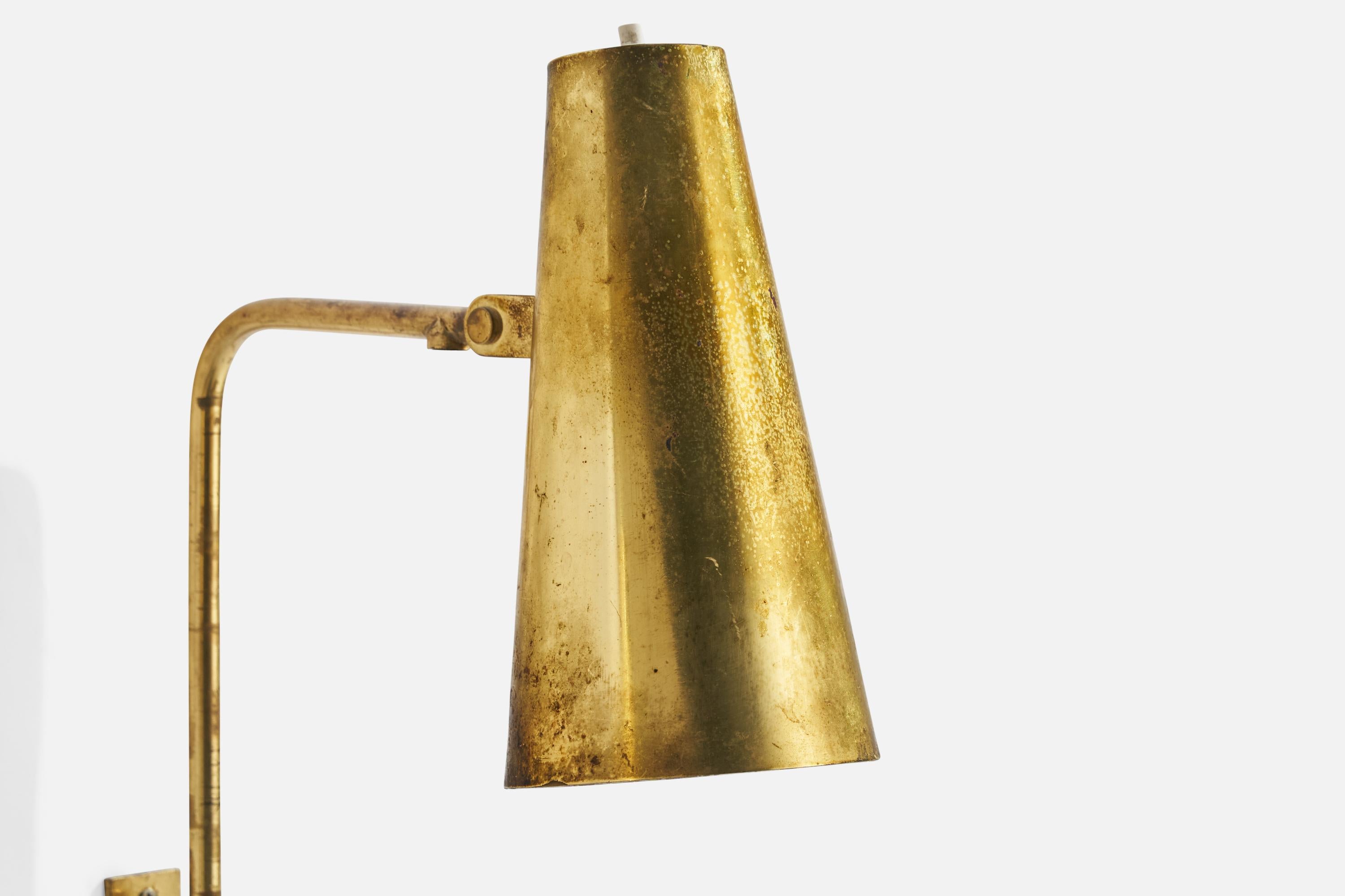 Paavo Tynell, Wall Lights, Brass, Finland, 1950s For Sale 3