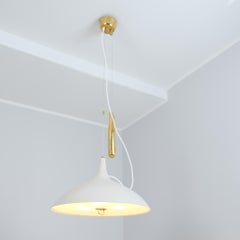 Paavo Tynell White Perforated Adjustable Ceiling Lamp Model 1965, Taito 1950s