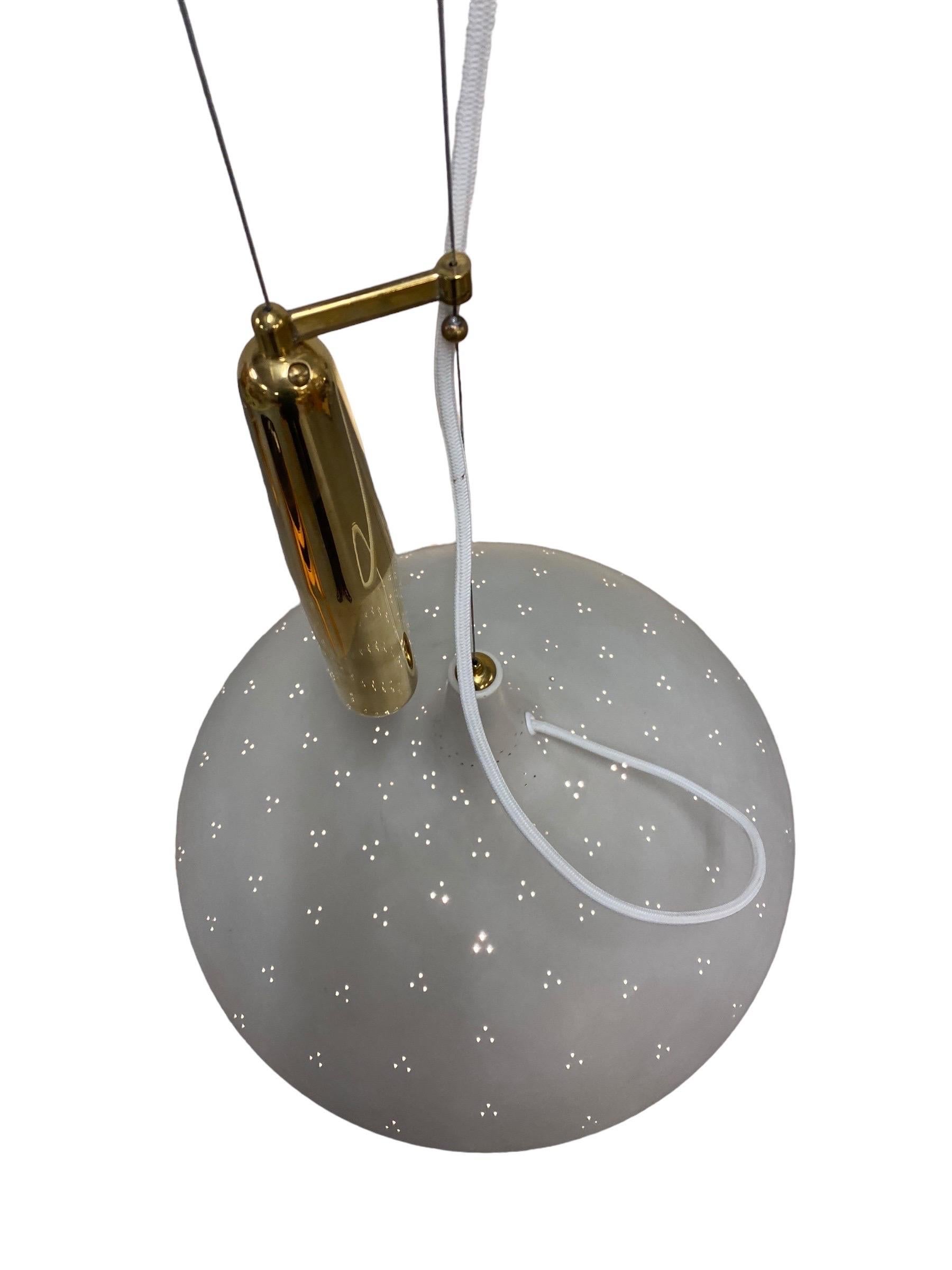 Finnish Paavo Tynell White Perfortated Adjustable Ceiling Lamp Model 1965, Taito 1950s For Sale