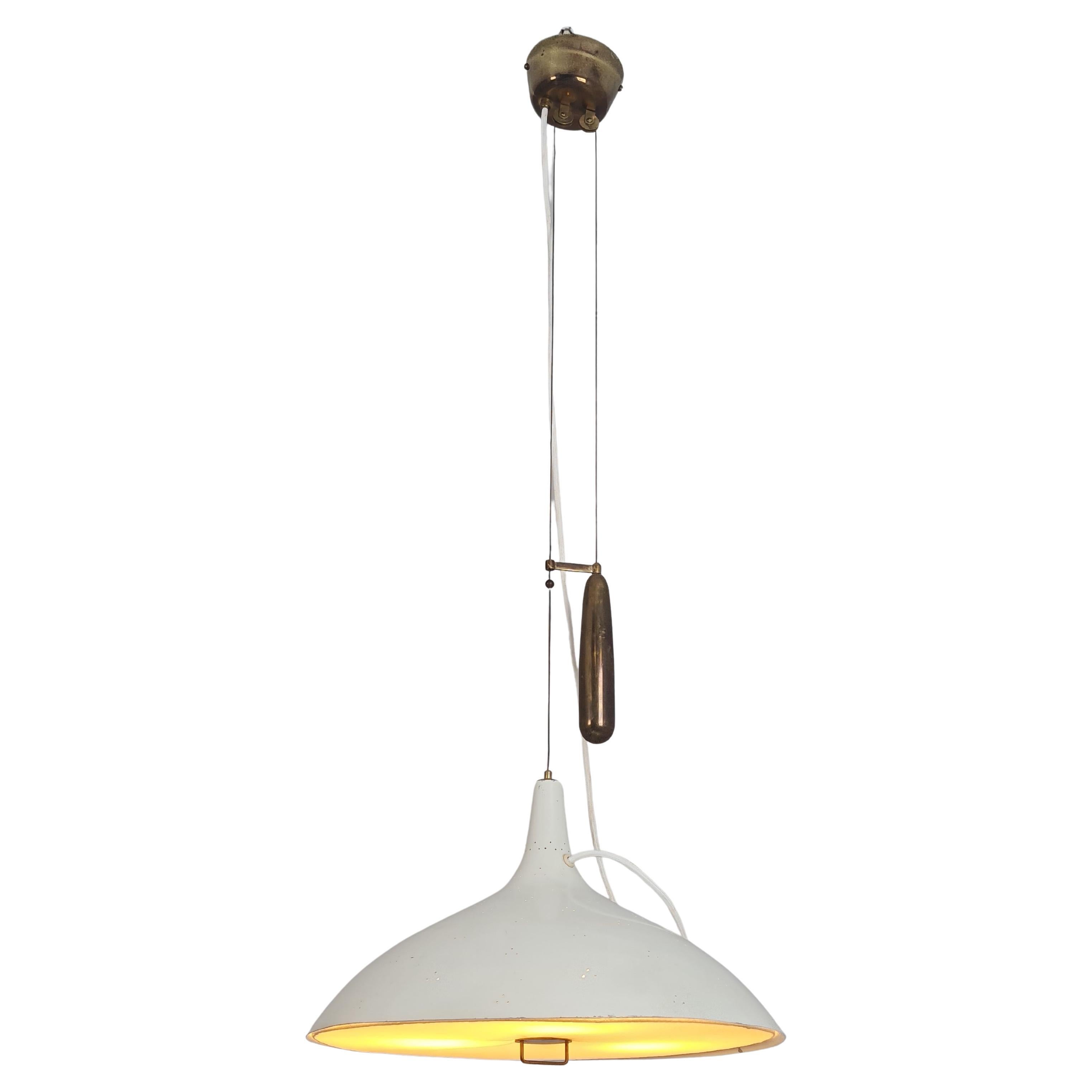 Lampada da soffitto regolabile Paavo Tynell White Perfortated Modello 1965, Taito 1950s