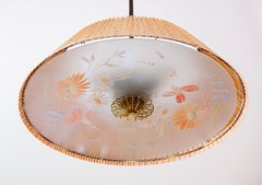 Paavo Tynell's pendant & hand painted glass diffuser by Kyllikki Salmenhaara.