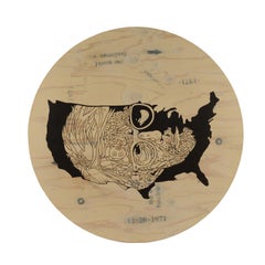 Andy Warhol's portrait "On The Map" - Acrylic on wood, circle wall art