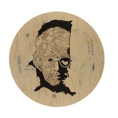 Andy Warhol's portrait "On The Map" - Acrylic on wood, circle wall art