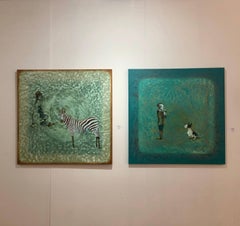 "Beauty Deal" - Zebra painting, blue tones