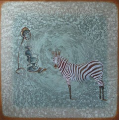 "Beauty Deal" - Zebra painting, blue tones