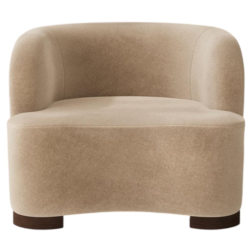 Fauteuil d'appoint Minimal - tapissé en mohair crème et pieds en bois