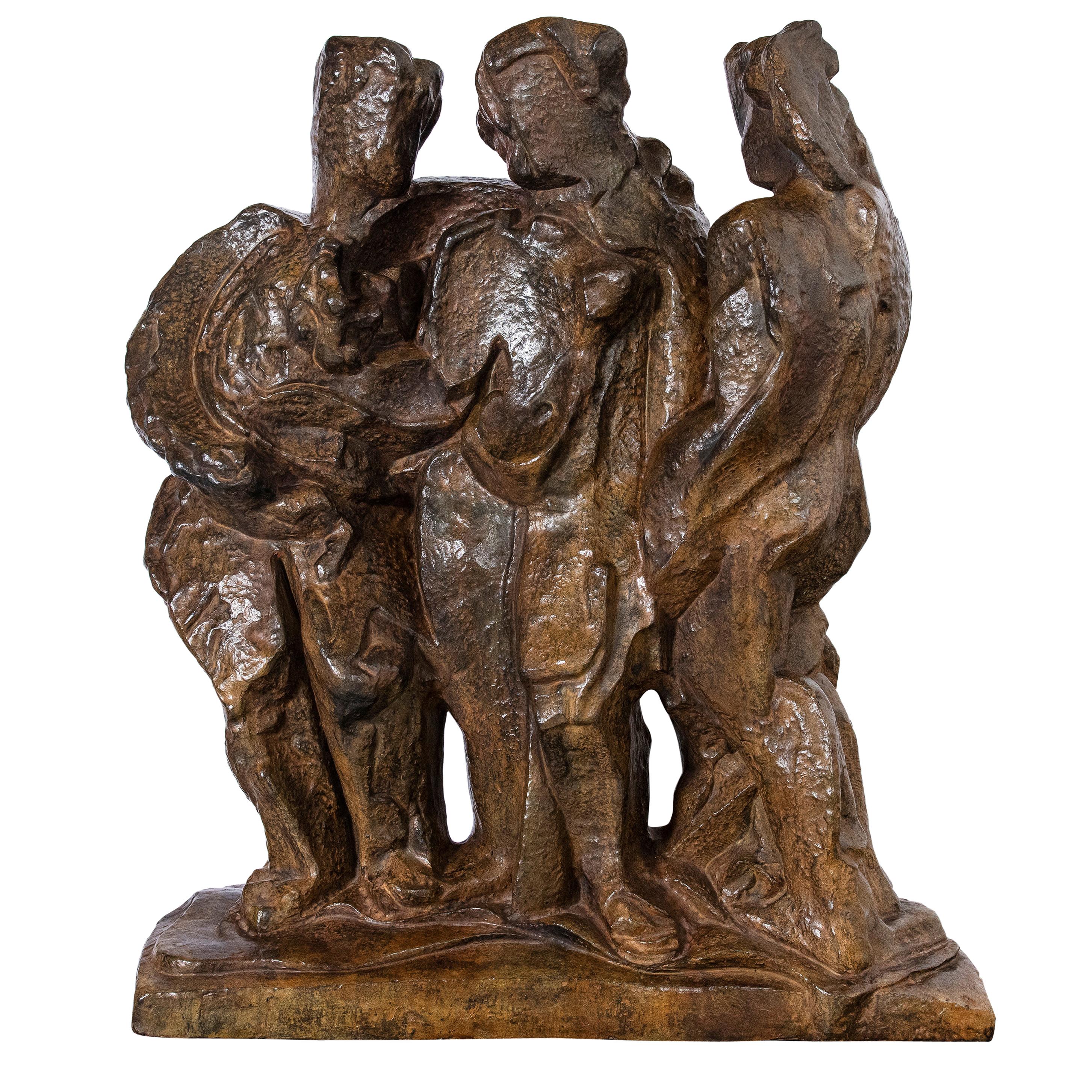 Pablo Curatella Manes Cast Bronze Sculpture, "Las tres gracias", Paris, 1930