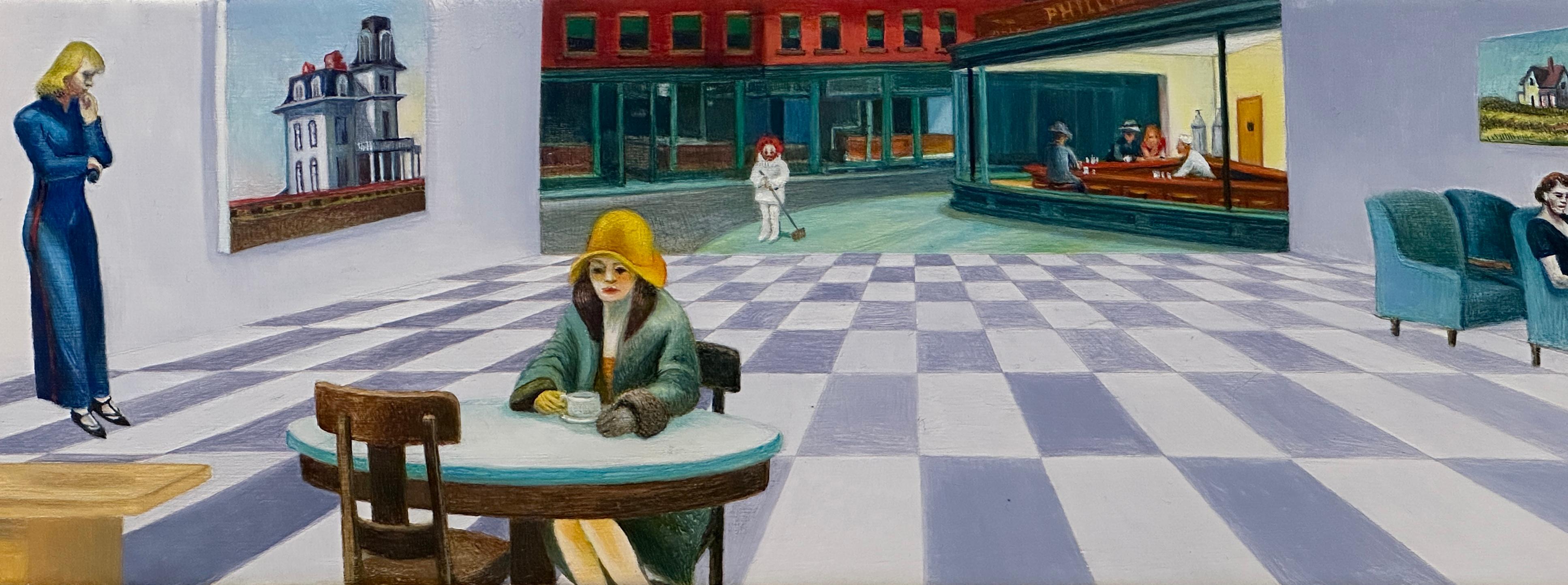 PENSÉES AMÉRICAINES - Contemporain, Miniature, Réalisme, Edward Hopper en vente 1