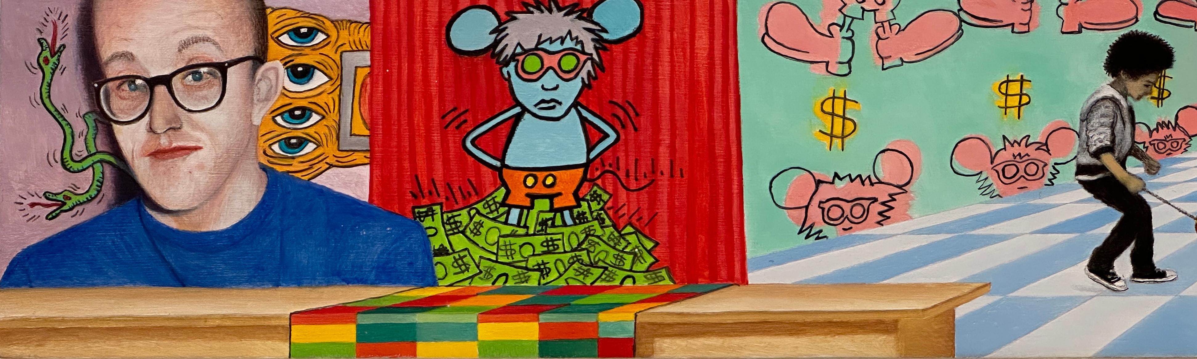 KEITHIAN THOUGHTS II - Contemporary, Miniature, Keith Haring, Realismus (Zeitgenössisch), Painting, von Pablo D'Antoni