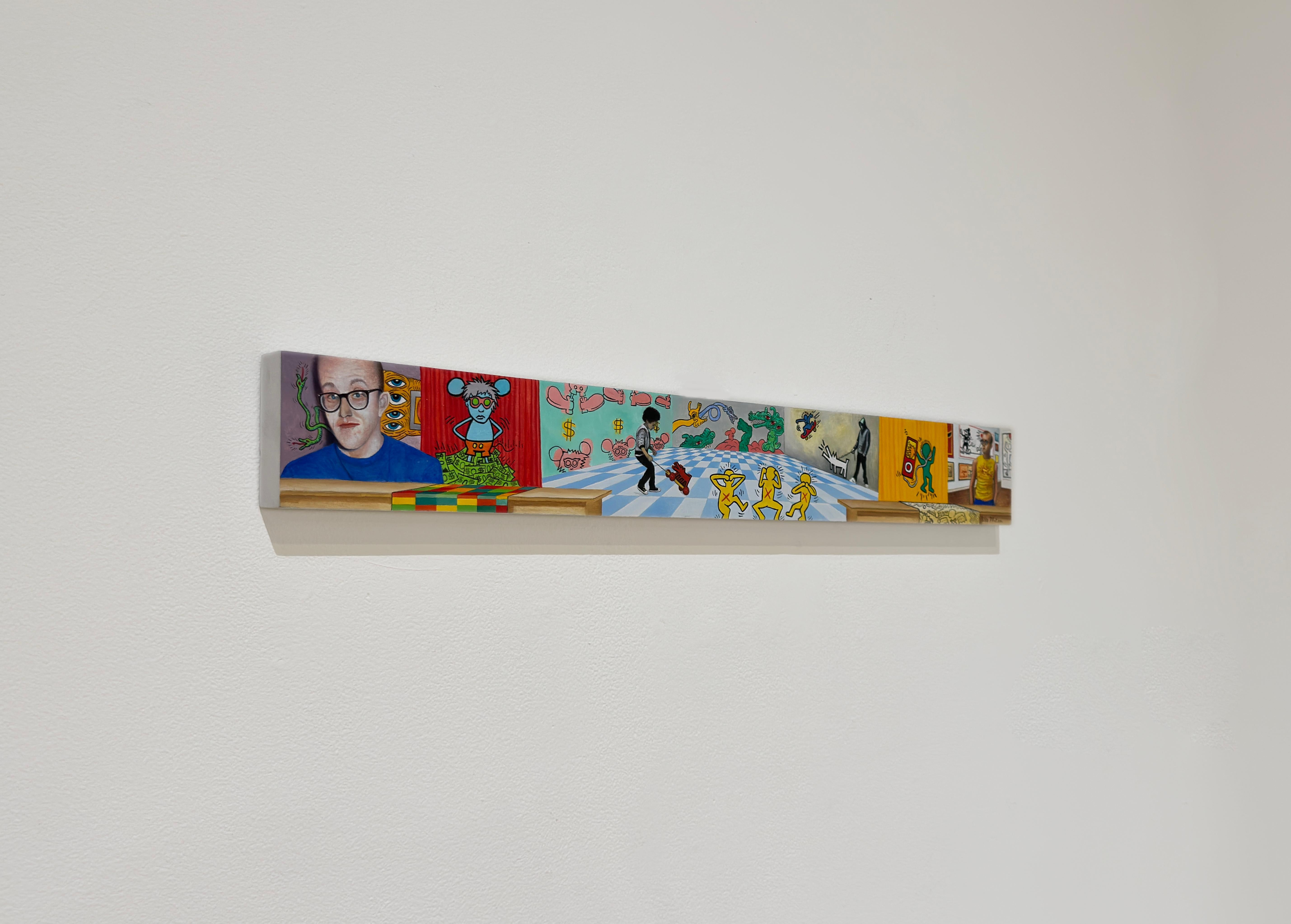 KEITHIAN THOUGHTS II - Contemporary, Miniature, Keith Haring, Realismus (Grau), Figurative Painting, von Pablo D'Antoni