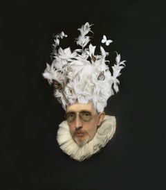 Barocker Karneval. Surreales Schwarz-Weiß-Porträt, inspiriert von den Werken alter Meister 