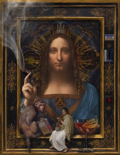 Retrato surrealista inspirado en el Salvator Mundi de Da Vinci. Impresión Giclée: Chaman