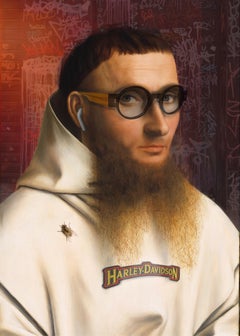 Le hipster avec sa mouche. Portrait surréaliste basé sur les maîtres anciens.