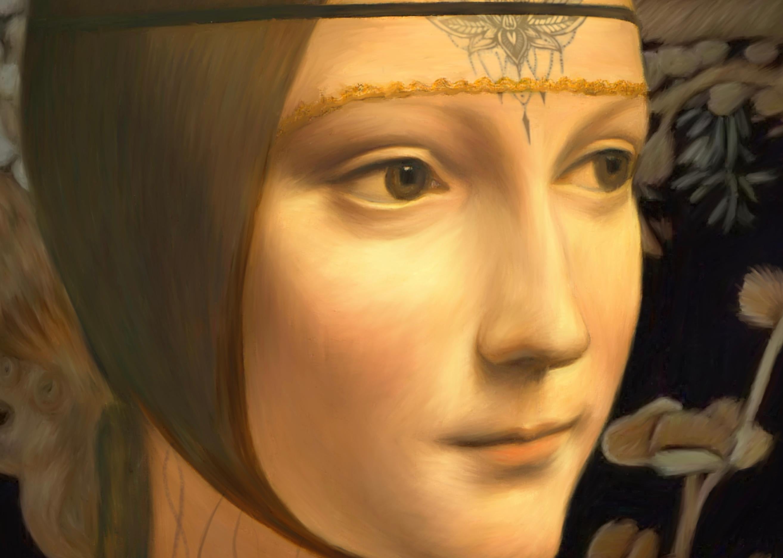 The Ink Lady. Based on the portrait Lady with an ermine, by Leonardo da Vinci. - Print by Pablo de Pinini