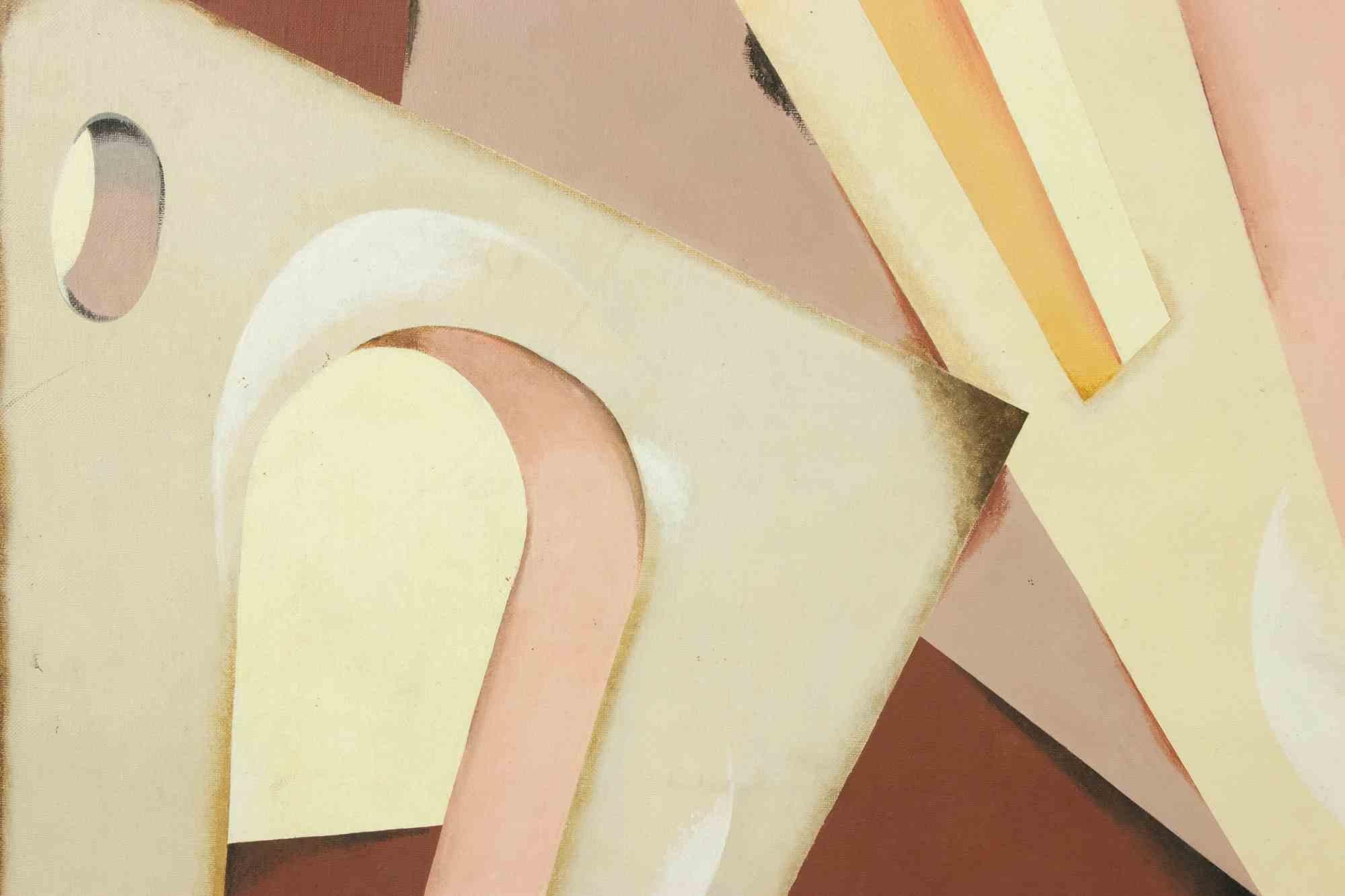 Biancheggiando l'alba - Beige Abstract Painting by Pablo Echaurren