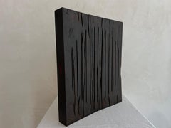 Wall sculpture made of oak wood cut and stained with natural pigments