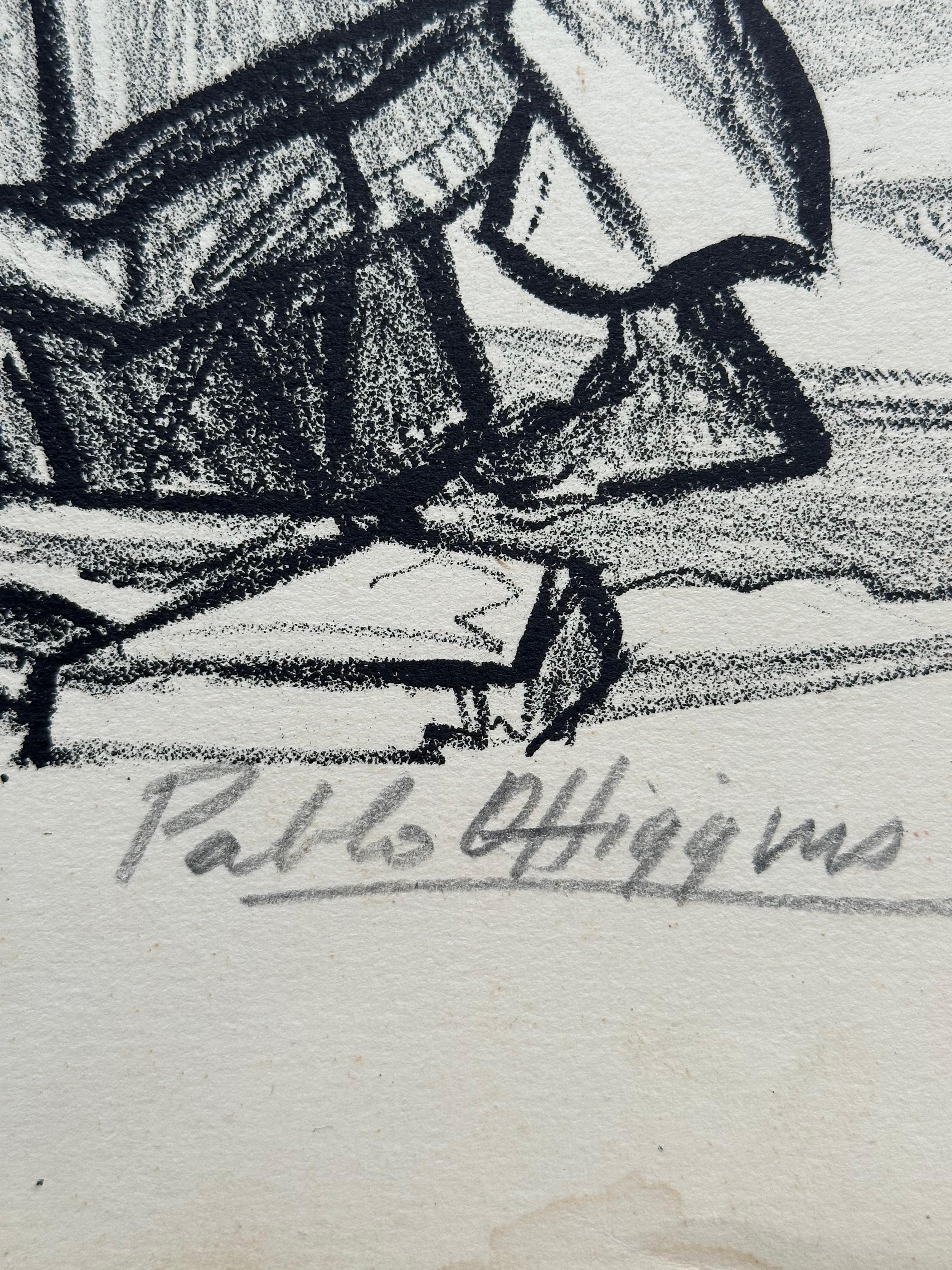 Pablo O'Higgins (1904-1983). 

The Bricklayer and His Son, 1946.

Lithographic ink on paper, Sheet measuring 15 x 17 5/8 inches.

Signed in pencil by artist lower right. 

Water staining upper right margin. 

SHIPS ROLLED IN TUBE

Series: Mexican
