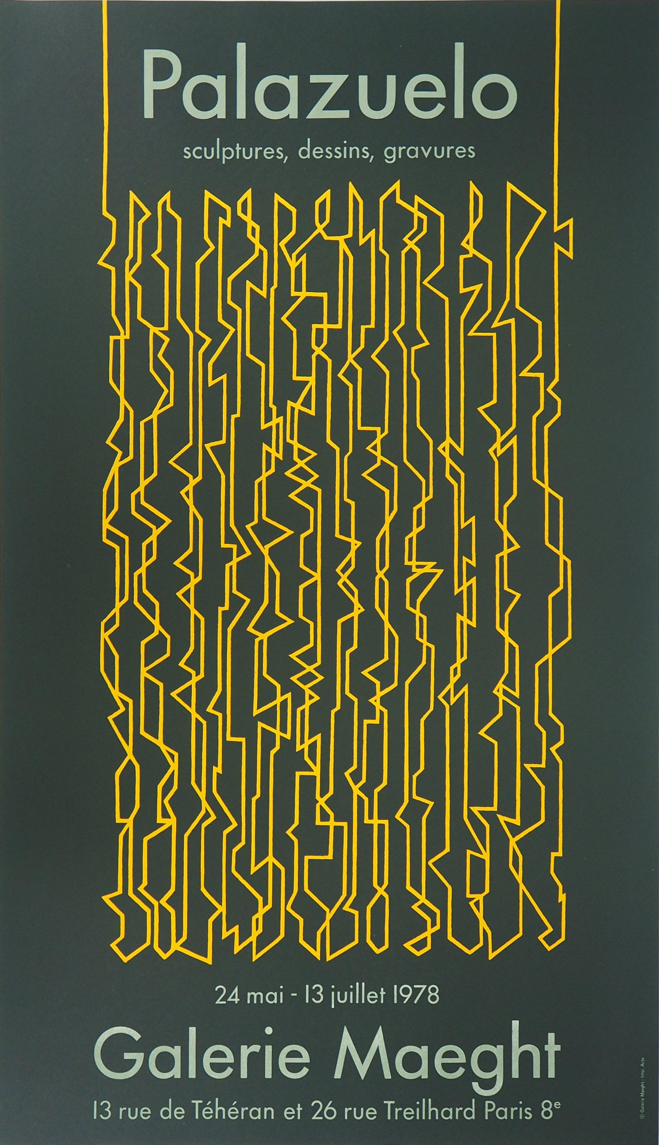 Pablo Palazuelo Abstract Print - Abstract : Geometric Lines - Original vintage lithograph poster - Maeght 1978