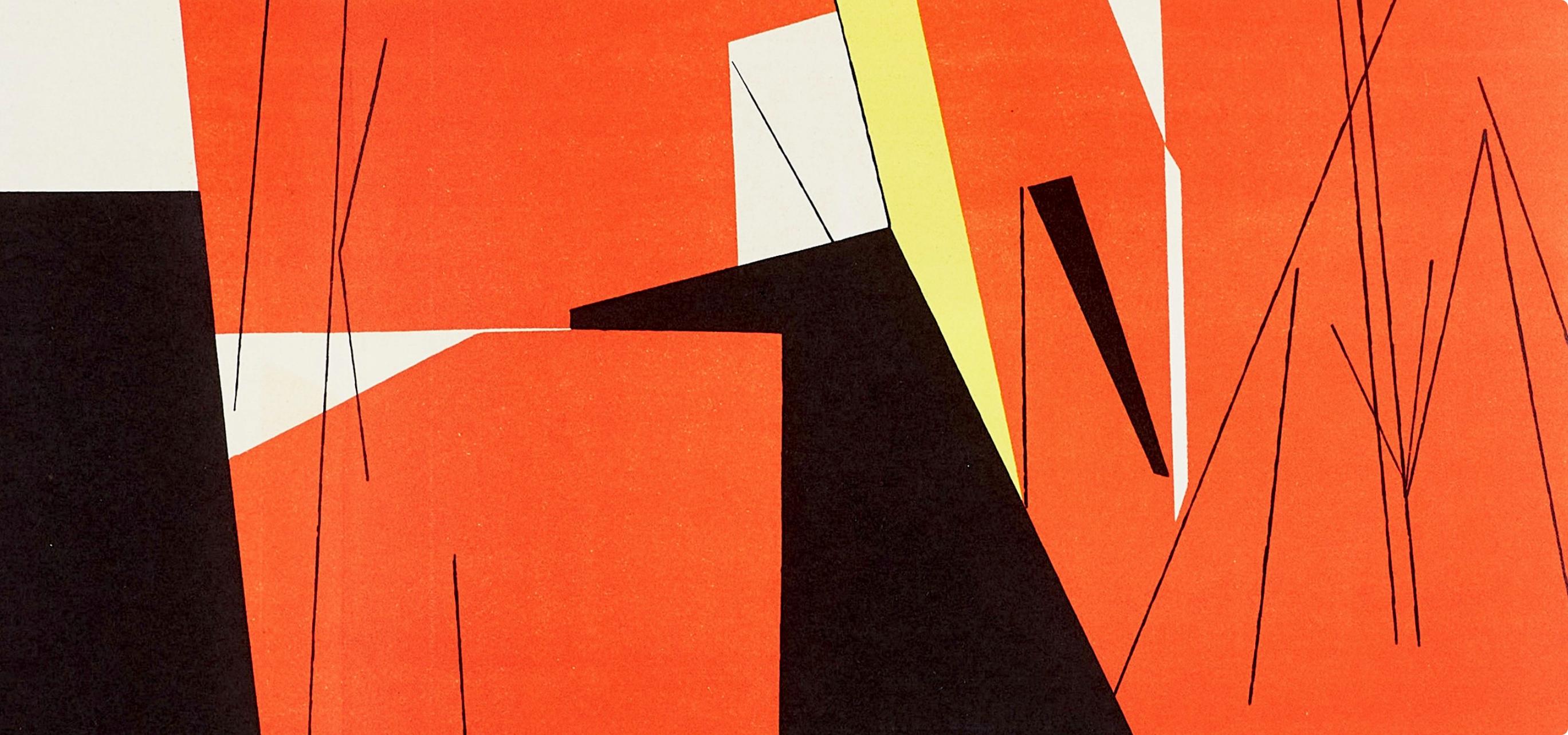Composition, Derrière le miroir - Beige Abstract Print par Pablo Palazuelo