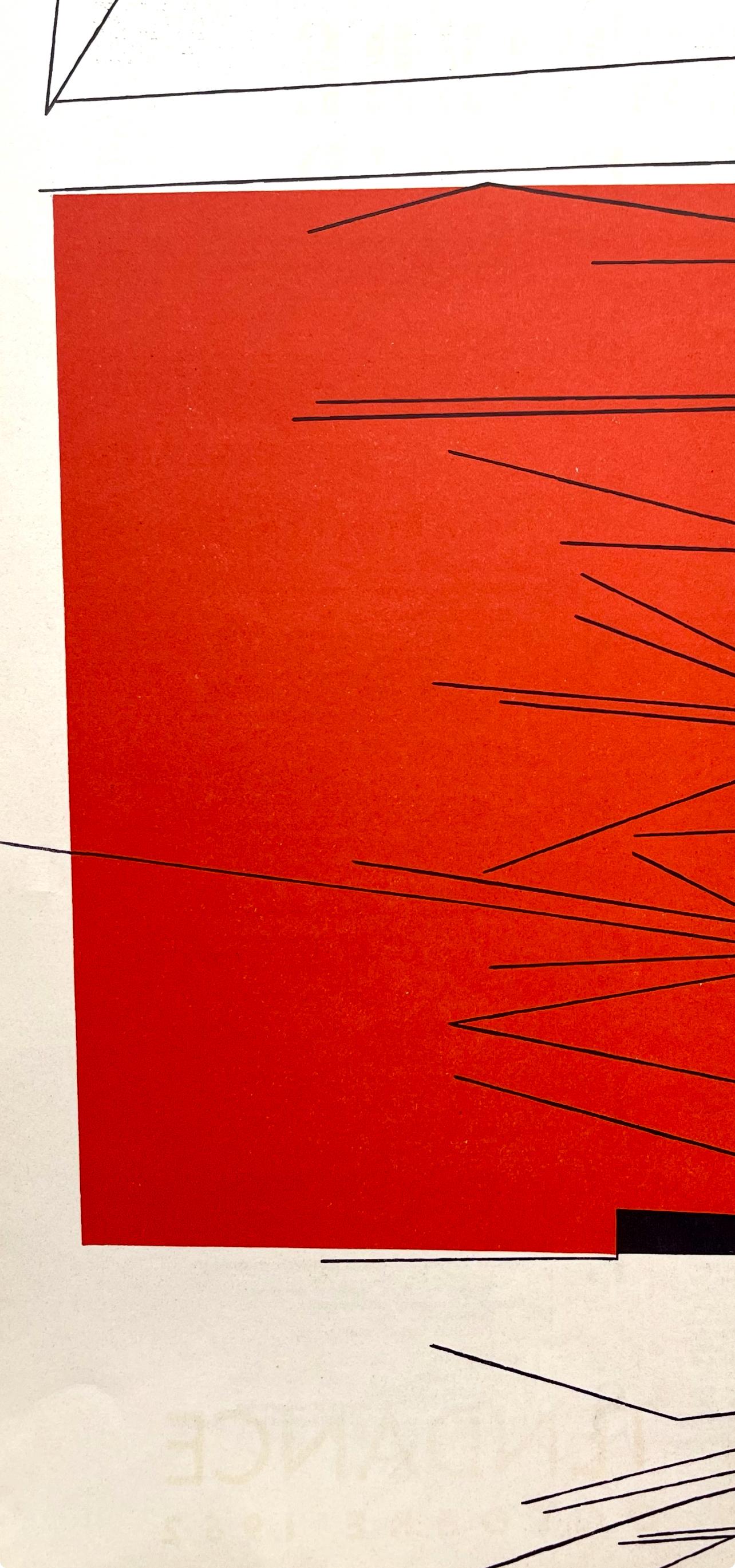 Composition, Derrière le miroir - Rouge Abstract Print par Pablo Palazuelo