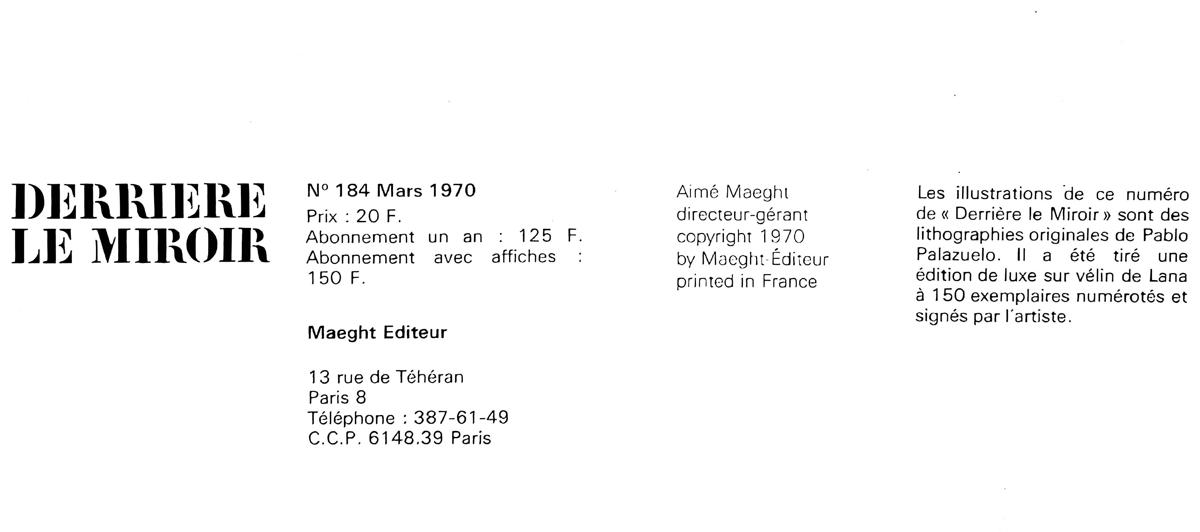 Pablo Palazuelo, Untitled, from Derriere le Miroir, 1970 For Sale 4