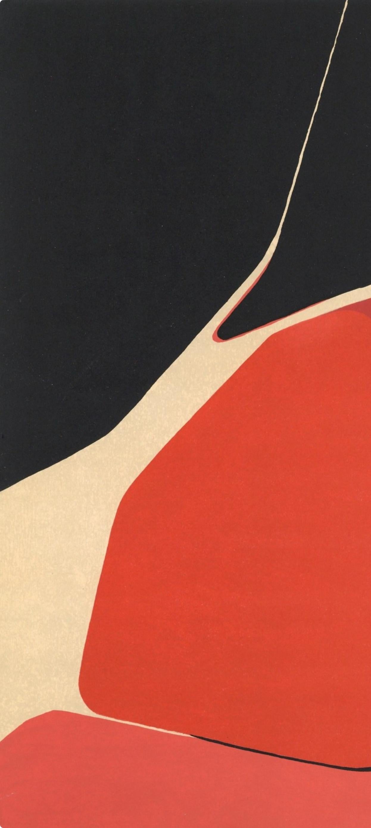 Palazuelo, Composition, Derrière le miroir (d'après) - Rouge Figurative Print par Pablo Palazuelo
