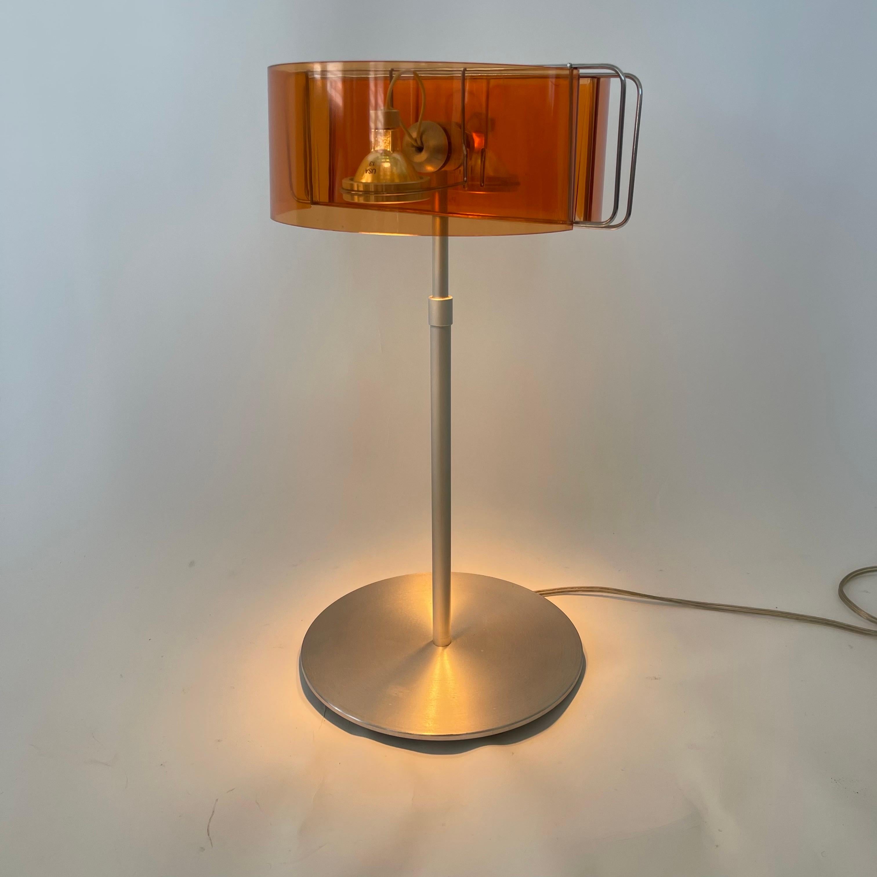 Polished Pablo Pardo Gloss Table Lamp Orange Acrylic and Aluminum Pablo Designs, USA 2002 For Sale