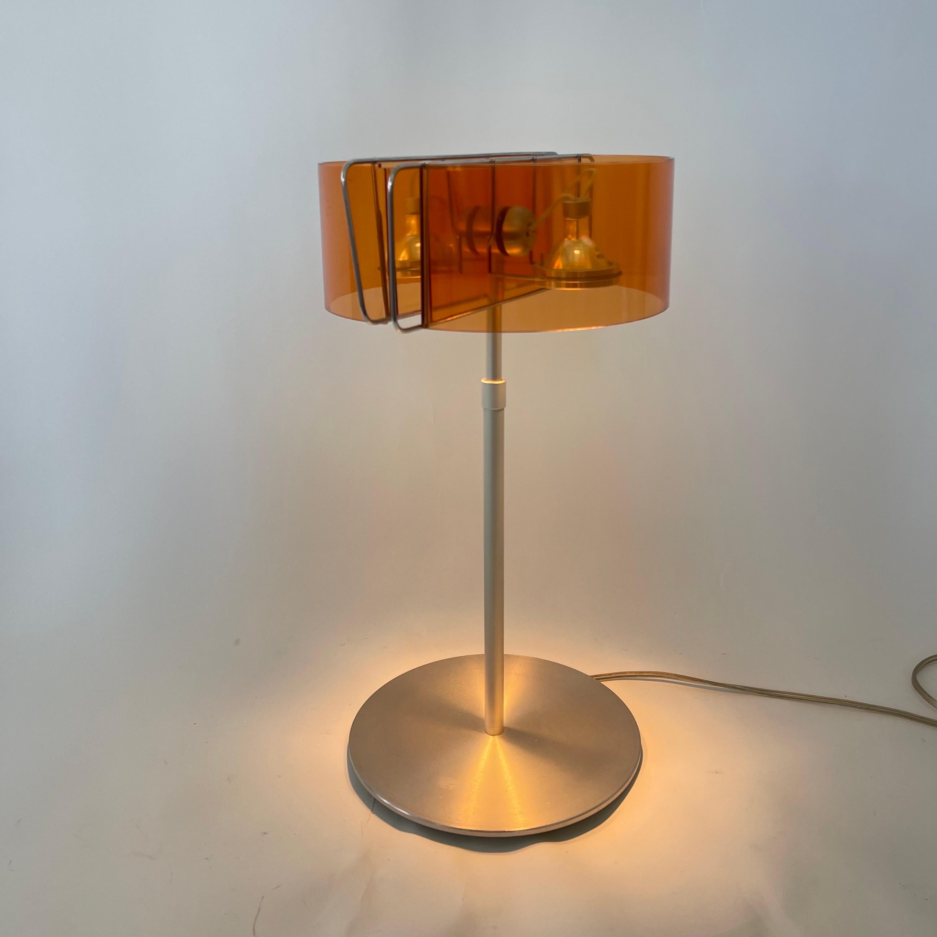 Pablo Pardo Gloss Table Lamp Orange Acrylic and Aluminum Pablo Designs, USA 2002 In Good Condition For Sale In Miami, FL
